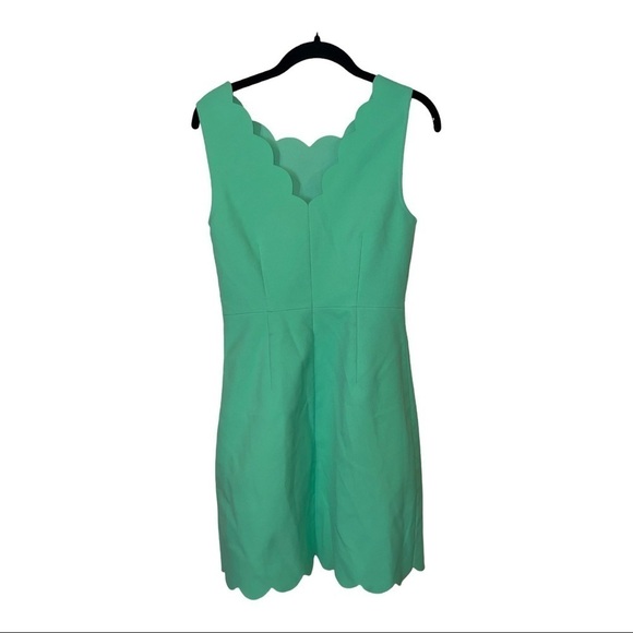 J CREW Mint Green Scalloped Hem Sleeveless Mini Sheath Dress Size 4 - Picture 3 of 6